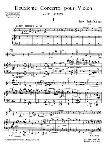 Prokofiev, S.: Violin Concerto No.2, Op.63 (violin & piano)