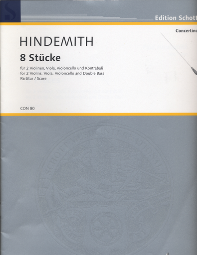 Hindemithe, Paul: SCORE Eight Pieces Op.44#3 (2 violins, Viola, Cello, Bass)