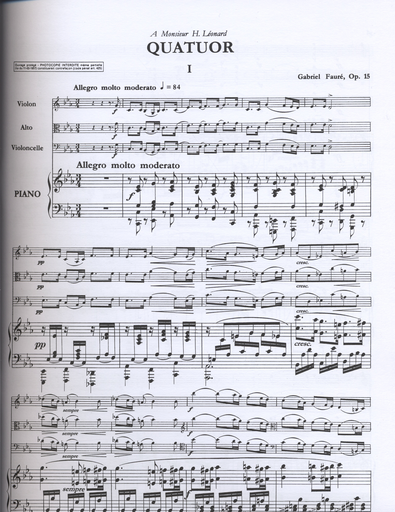 Faure, Gabriel: Piano Quartet Op.15No. 1 (piano, violin, viola, cello)