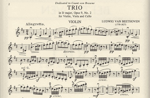 Beethoven, L. van: T rio in D major, Op.9 No.2 (violin, viola, cello) IMC
