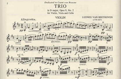 Beethoven, L. van: T rio in D major, Op.9 No.2 (violin, viola, cello) IMC