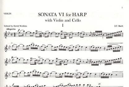 Bach, J.C.: Sonata No.6 for Harp, Violin & Cello