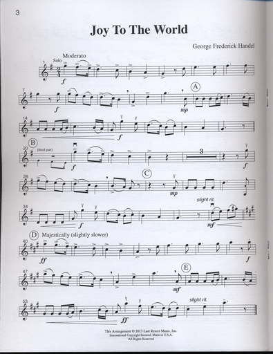 Kelley, Daniel: Music for Three Treble Instruments: Holiday Favorites-Christmas Collection No. 2- complete set of six parts for mix n match trio