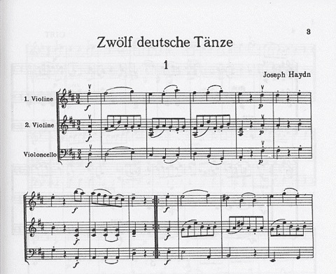 Haydn, F.J.: 12 German Dances (2 violins & cello) score & parts