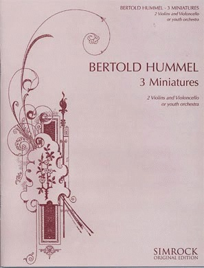 Hummel, Bertold: 3 Miniatures for (2 violins & cello) score & parts