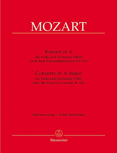 Mozart, W.A. (Hogwood): Concerto in A K622 (Viola & Piano) Barenreiter