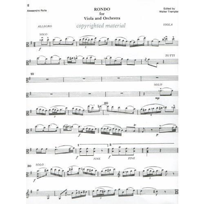 Rolla, Alessandro (Trampler): Rondo in G for Viola & Piano