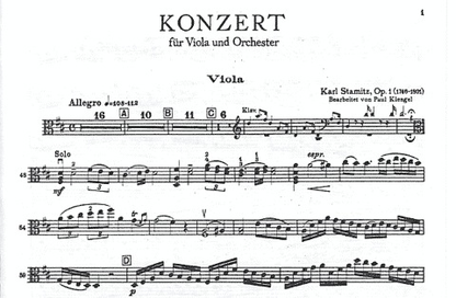 Stamitz, Karl: Concerto in D Major Op.1 (viola & piano)