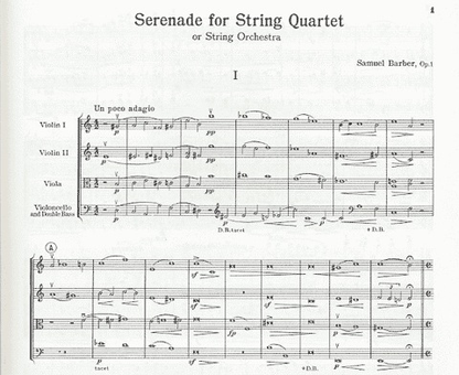 Barber, Samuel: Serenade for String Quartet Op.1 (score and parts)