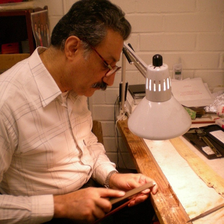 SH. TUMARI silver/ebony violin bow, light Pernambuco, 63.5 grams, by Shahrokh Tumari, Los Angeles, USA