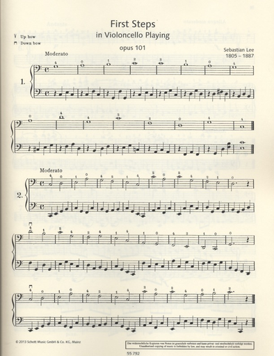 Lee, Sebastian: First Steps in Violoncello Playing for 1-2- cellos, Op. 101