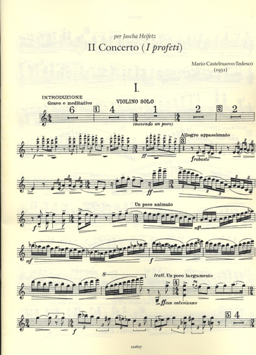 Castelnuovo-Tedesco, Mario: Concerto No. 2-I Profeti (Reduction for violin and piano)