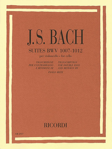 Bach, J.S. (Rizzi): 6 Suites, BWV1007-1012 for Bass Solo (bass) Ricordi