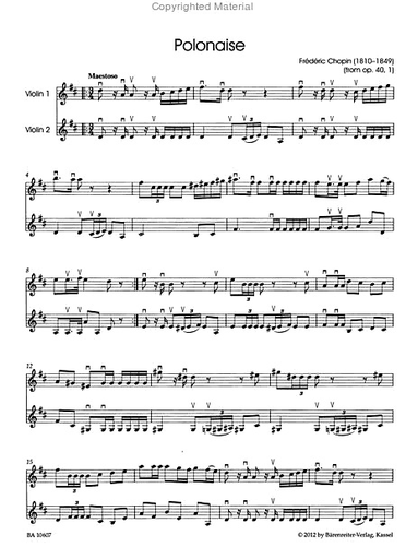 Bodunov, V.: Violin Classics for two Violins (two violins) Barenreiter