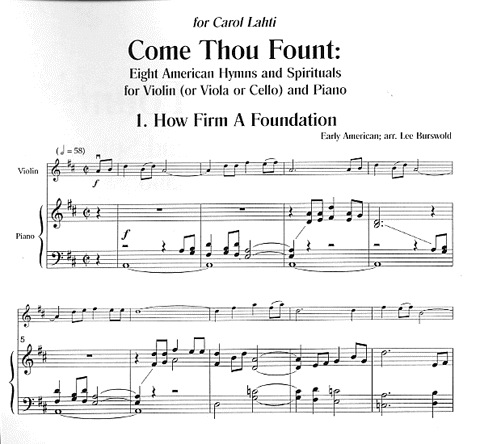 Burswold, Lee: Come Thou Fount: Eight American Hymns & Spirituals (violin & piano)