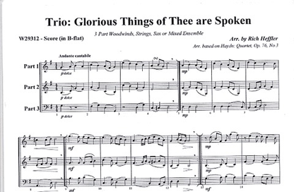 Heffler, Rich: Glorious Things of Thee Are Spoken (2 violins & cello)