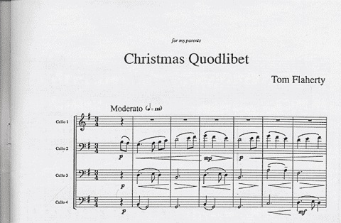 Flaherty, Tom: Christmas Quodlibet, score and parts (4 cellos)