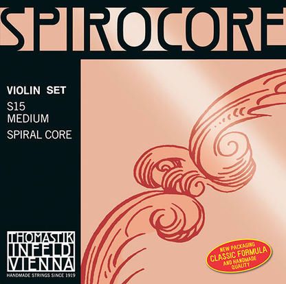 SPIROCORE violin string set, steel core, aluminum & chrome-wound, by Thomastik-Infeld