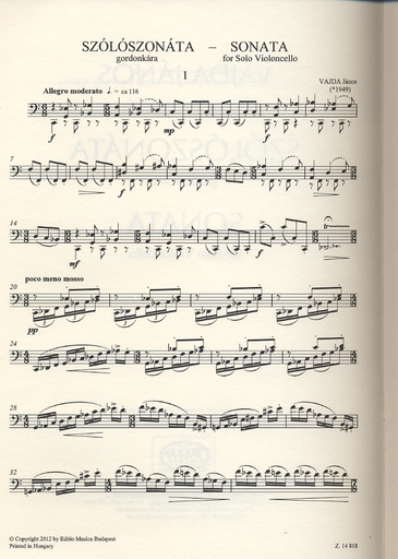 Vajda, Janos: Sonata for Solo Cello