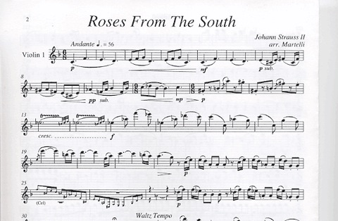 Strauss, Johann (Martelli): Roses from the South (string quartet)