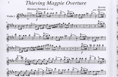 Rossini, Giacomo (Martelli): Thieving Magpie Overture (string quartet)
