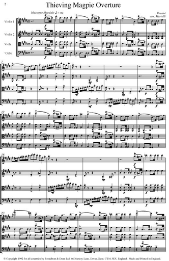 Rossini, Giacomo (Martelli): Thieving Magpie Overture (string quartet)