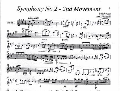 Beethoven, L.van (Martelli): Symphony No. 2, 2nd movement (string quartet)