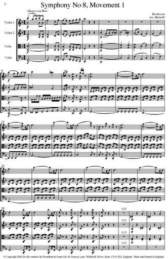 Beethoven, L.van (Martelli): Symphony No. 8, 1st movement (string quartet)