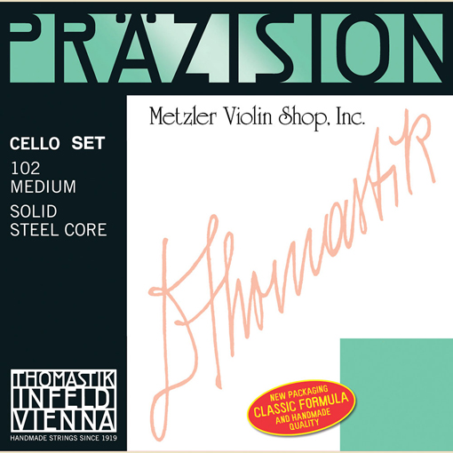 Prazision (Precision) chrome-wound cello string set, medium, by Thomastik-Infeld