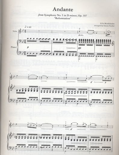 Mendelssohn, Felix: Andante from Symphony No. 5 in D minor, Op. 107 -Reformation Symphony (violin & piano)