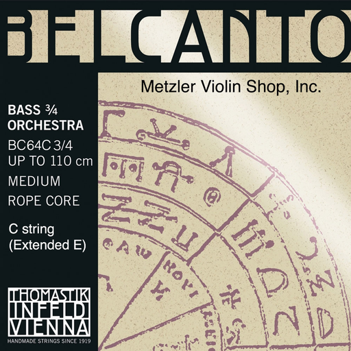 BELCANTO chrome-wound Bass extended E string (C), 3/4 orchestra, by Thomastik-Infeld