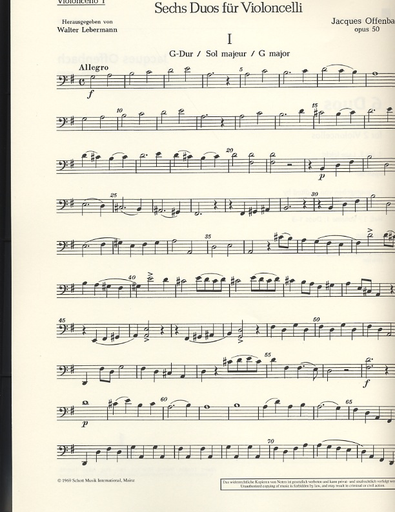 Offenbach, J.: Six Duos, Op.50, Vol.1, Nos. 1-3 (2 Cellos)
