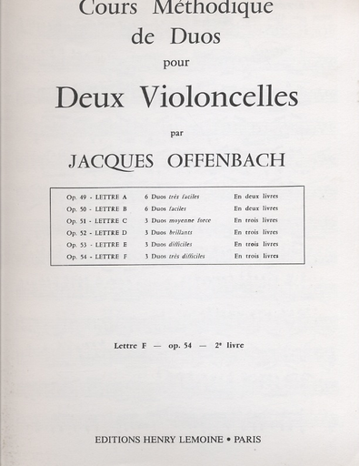Offenbach, Jacques: Cours Methodique de Duos Op.52 no. 2 (2 cellos)