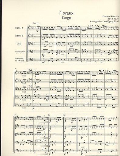 Nazareth, E. (Birtel): Floraux, Tango for String Quartet (double bass ad libitum, score and parts)
