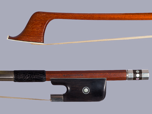 *LOTHAR SEIFERT* French bass bow, engraved silver & ebony, GERMANY