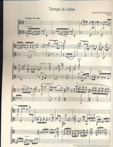 Penderecki, Krzysztof: Tempo di valse for solo viola
