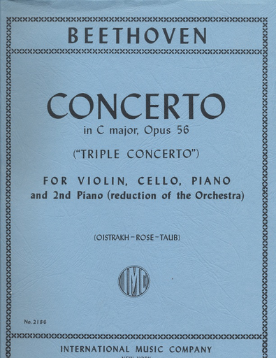 Beethoven, L.V. (Oistrakh, Taub): Concerto in C Major for Pianoforte, Violin, Violoncello, and Orchestra, Op.56 ''Triple Concerto'' urtext (violin, cello, piano, & piano reduction)