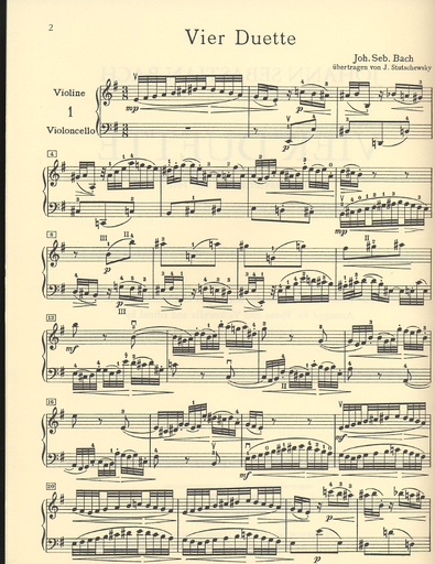 Bach, J.S.: 4 Duets for Violin & Cello BWV 802-805 PETERS