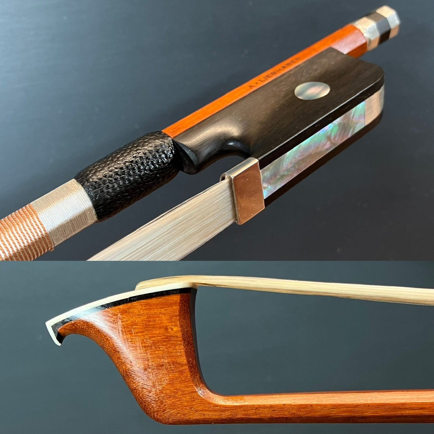 Abe Liebhaber cello bow, silver-mounted, San Diego, CA, USA, 77.6g
