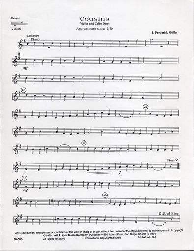 Muller: Cousins (violin, Cello & piano)