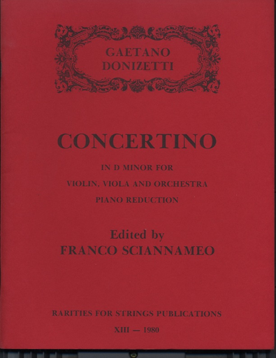 Donizetti, Gaetano (Sciannameo): Concertino in D minor for Violin & Viola with piano accompaniment