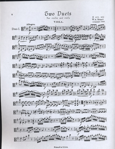 Mozart, W.A.: Two Duets K423-4 for Violin & Viola