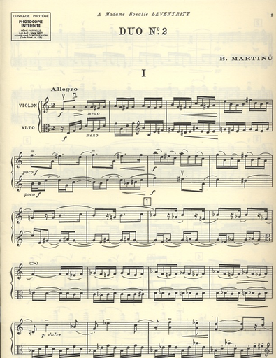 Martinu, Bohuslav: Duo #2 for Violin & Viola