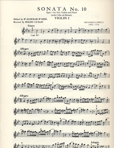 Corelli, A. (Woehl): 12 Sonatas, Op.1, Volume IV (two violins, and piano, with Cello ad libitum) IMC
