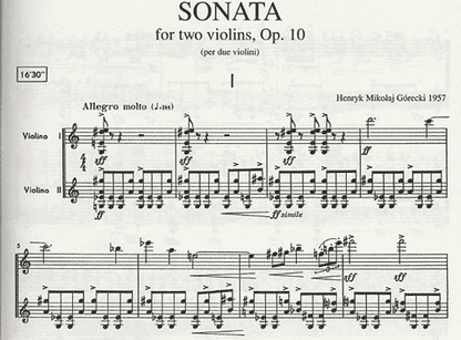Gorecki, Henryk: Sonata (2 violins) - Special Import