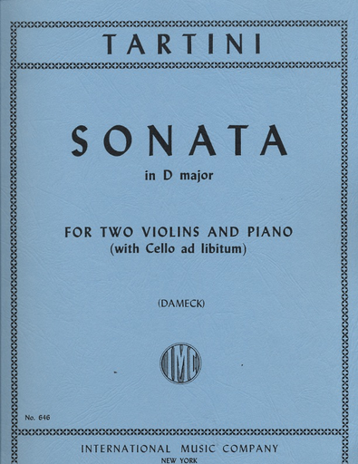 Tartini (Dameck): Sonata in D Major (2 violins & piano: cello ad.lib.)