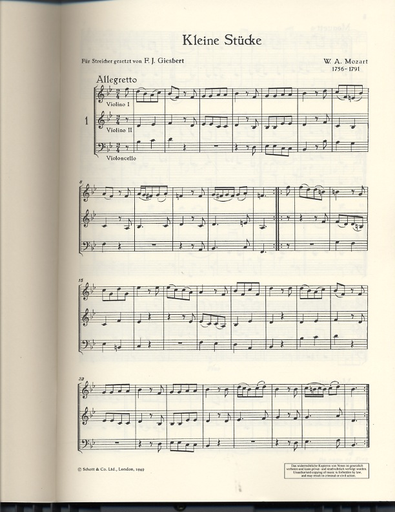 Mozart, W.A. (Giesbert, ed.): Little Pieces (2 violins and cello)