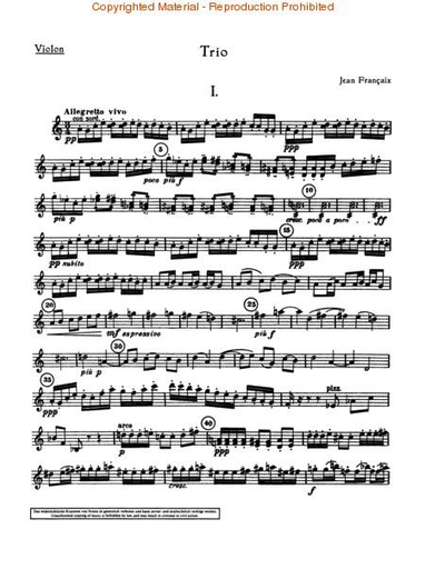 Francaix, J.: String Trio; 1933 (violin, viola, and cello) Edition Schott
