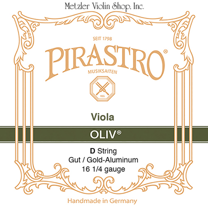 Pirastro OLIV viola D string, gut/gold-aluminum, medium, non-rigid, in envelope