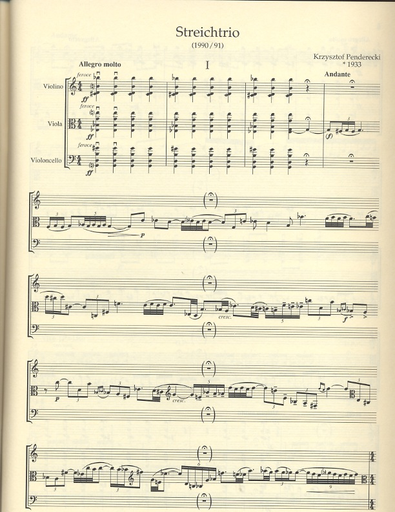 Penderecki, K.: String Trio  (violin, viola, cello) (score & parts)